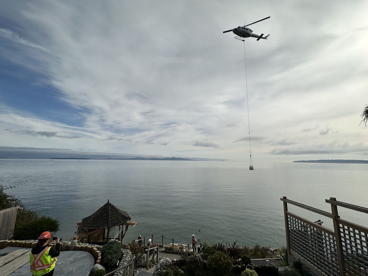 Slope stabilization work at Parker Beach in Saanich BC
